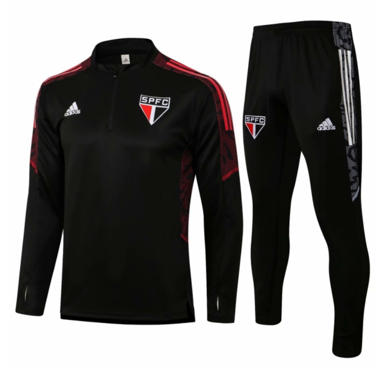 2021/22 Sao Paulo Black Training Kits Sweatshirt with Pants